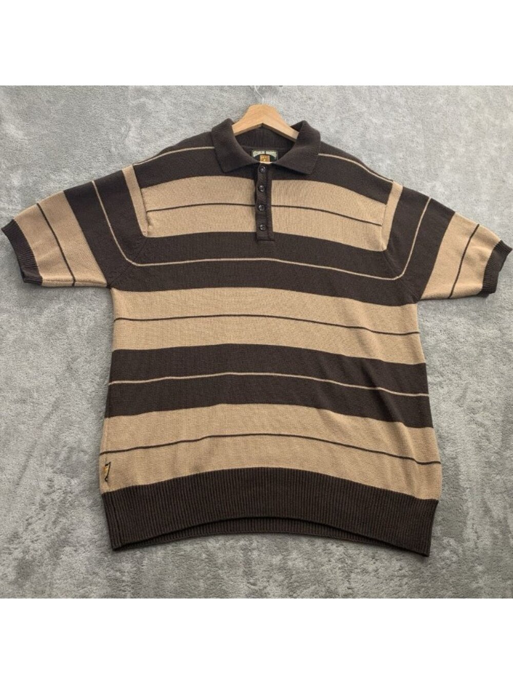 FB County Charlie Brown Polo Shirt Mens XL Striped Knit Cholo Lowrider Firme OG